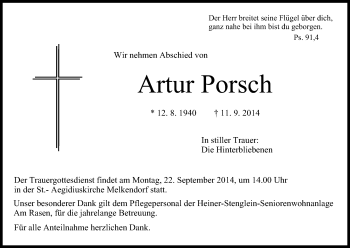 Anzeige von Artur Porsch von MGO