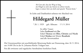 Anzeige von Hildegard Müller von MGO