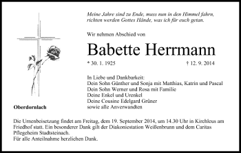 Anzeige von Babette Herrmann von MGO