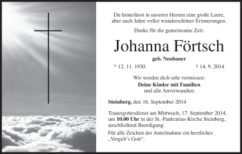 Anzeige von Johanna Förtsch von MGO