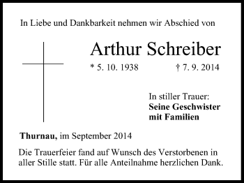 Anzeige von Arthur Schreiber von MGO