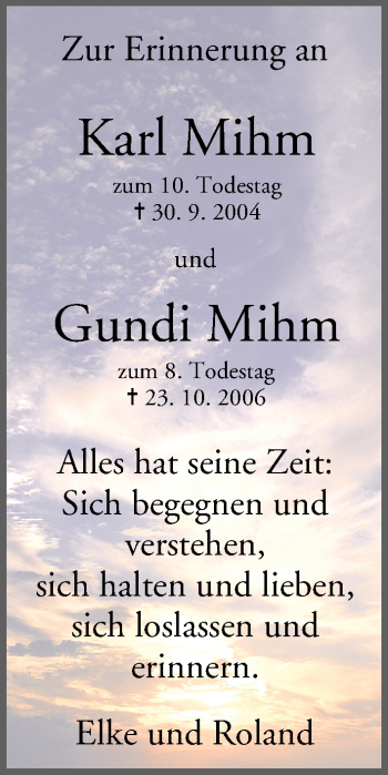 Anzeige von Karl Mihm von MGO