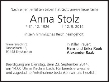 Anzeige von Anna Stolz von MGO