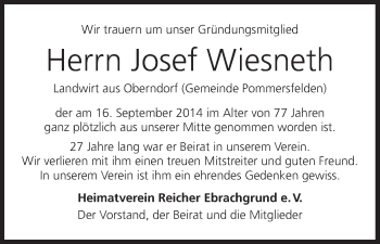 Anzeige von Josef Wiesneth von MGO