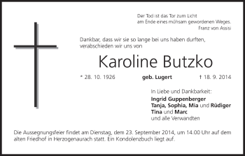 Anzeige von Karoline Butzko von MGO