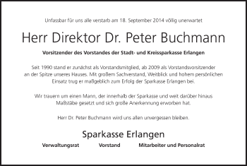 Anzeige von Peter Buchmann von MGO