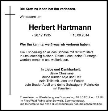 Anzeige von Herbert Hartmann von MGO