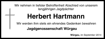 Anzeige von Herbert Hartmann von MGO