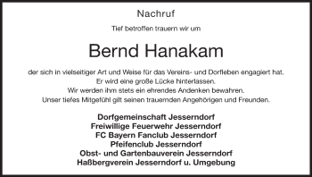 Anzeige von Bernd Hanakam von MGO