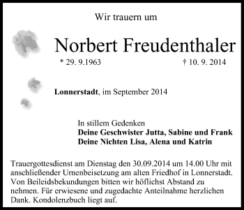 Anzeige von Norbert Freudenthaler von MGO