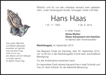 Anzeige von Hans Haas von MGO