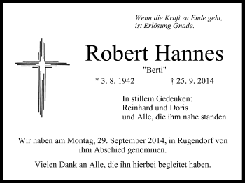 Anzeige von Robert Hannes von MGO