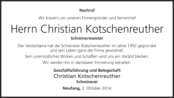 Anzeige von Christian Kotschenreuther von MGO