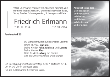 Anzeige von Friedrich Erlmann von MGO