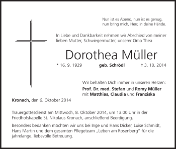 Anzeige von Dorothea Müller von MGO