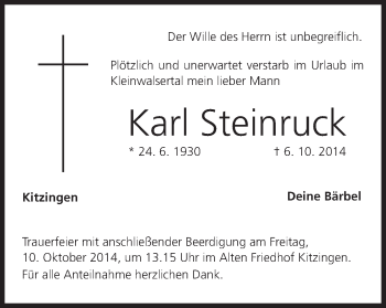 Anzeige von Karl Steinruck von MGO