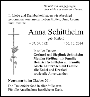 Anzeige von Anna Schitthelm von MGO