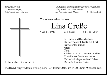 Anzeige von Lina Große von MGO