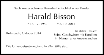Anzeige von Harald Bisson von MGO