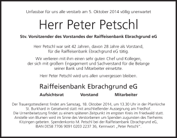 Anzeige von Peter Petschl von MGO