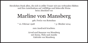 Anzeige von Marline von Mansberg von MGO