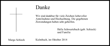 Anzeige von Marga Schieck von MGO