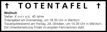 Anzeige von Totentafel vom 22.10.2014 von MGO