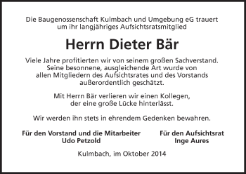 Anzeige von Dieter Bär von MGO