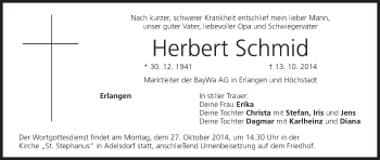 Anzeige von Herbert Schmid von MGO