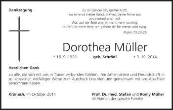 Anzeige von Dorothea Müller von MGO