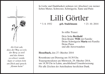 Anzeige von Lilli Görtler von MGO