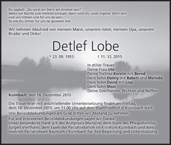 Anzeige von Detlef Lobe von MGO