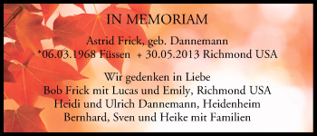 Anzeige von Astrid Frick von MGO