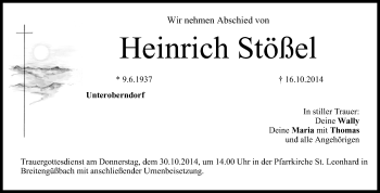 Anzeige von Heinrich Stößel von MGO