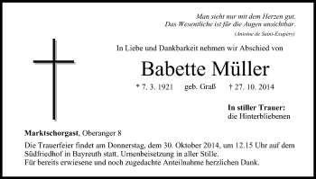 Anzeige von Babette Müller von MGO