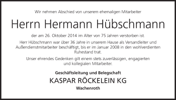 Anzeige von Hermann Hübschmann von MGO