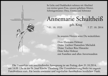 Anzeige von Annemarie Schultheiß von MGO
