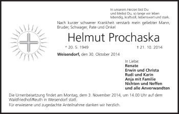 Anzeige von Helmut Prochaska von MGO