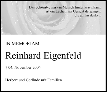 Anzeige von Reinhard Eigenfeld von MGO
