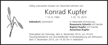 Anzeige von Konrad Kupfer von MGO