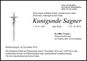 Anzeige von Kunigunde Sagner von MGO