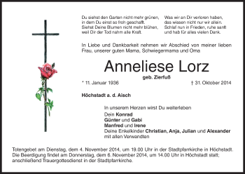 Anzeige von Anneliese Lorz von MGO