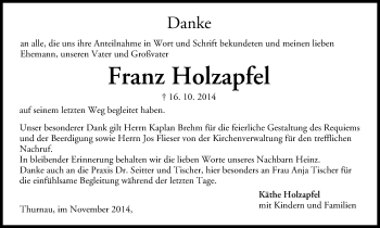Anzeige von Franz Holzapfel von MGO