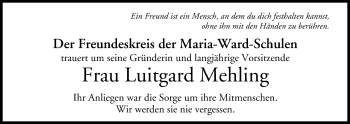 Anzeige von Luitgard Mehling von MGO