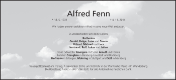 Anzeige von Alfred Fenn von MGO