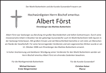 Anzeige von Albert Först von MGO