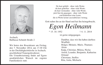 Anzeige von Egon Heilmann von MGO