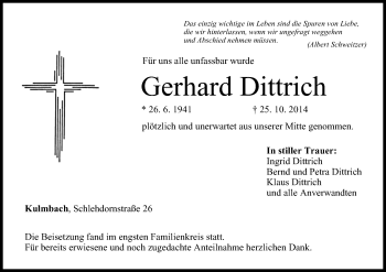 Anzeige von Gerhard Dittrich von MGO