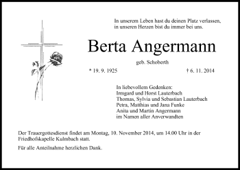 Anzeige von Berta Angermann von MGO