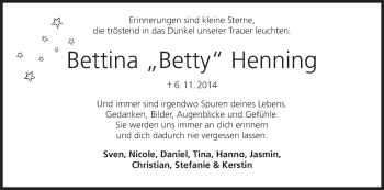 Anzeige von Bettina Henning von MGO